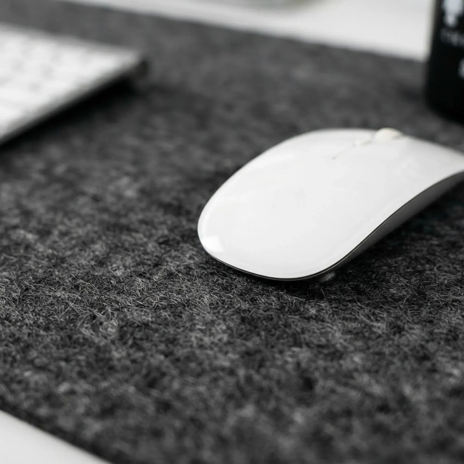 CARLA HOME Felt Desk Mat, Large Mouse Pad 80x40cm, Grey Cotton Linen Fabric