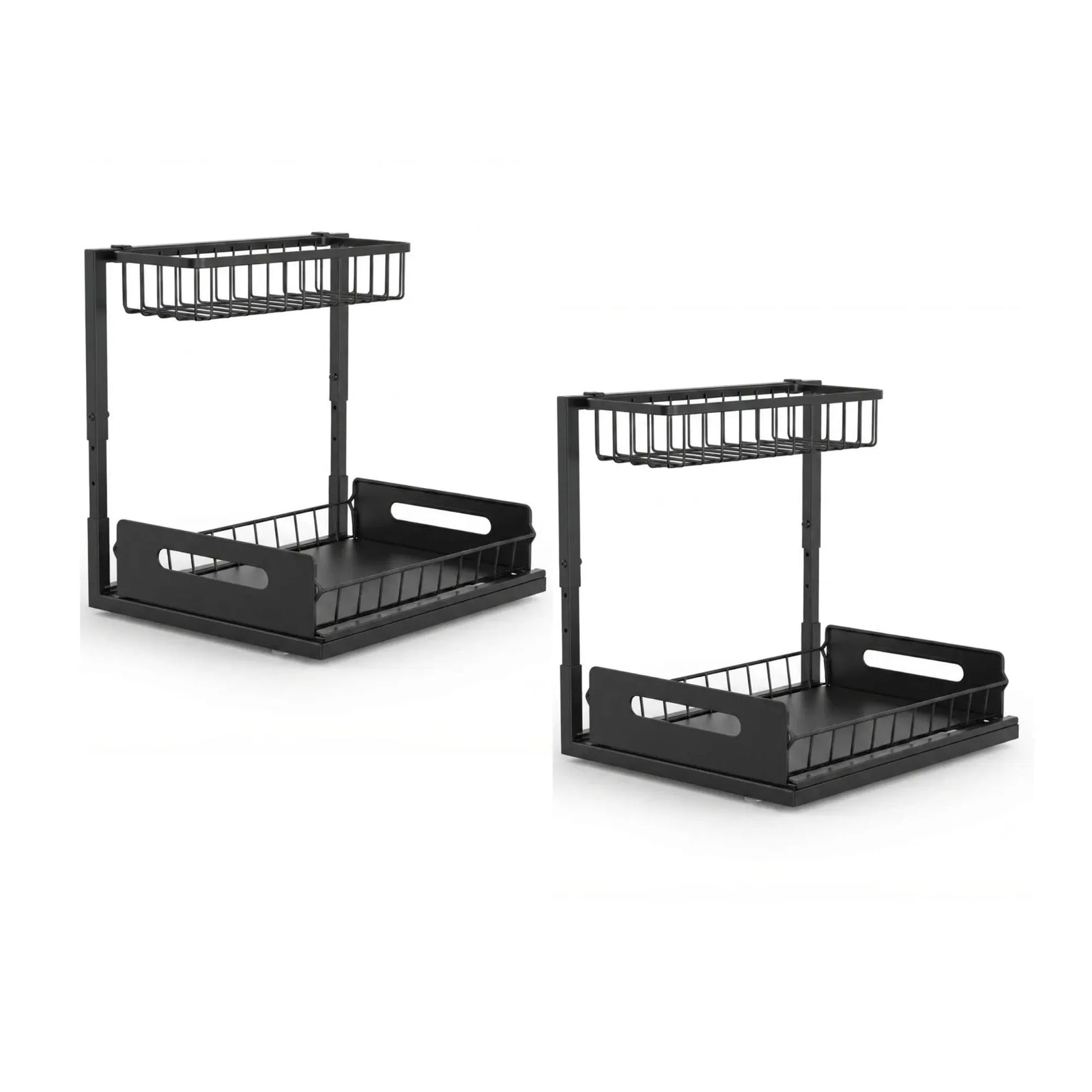 CARLA HOME Under Sink Organiser 2-Pack - Sliding Drawer - Black - Adjustable Under Sink Organiser