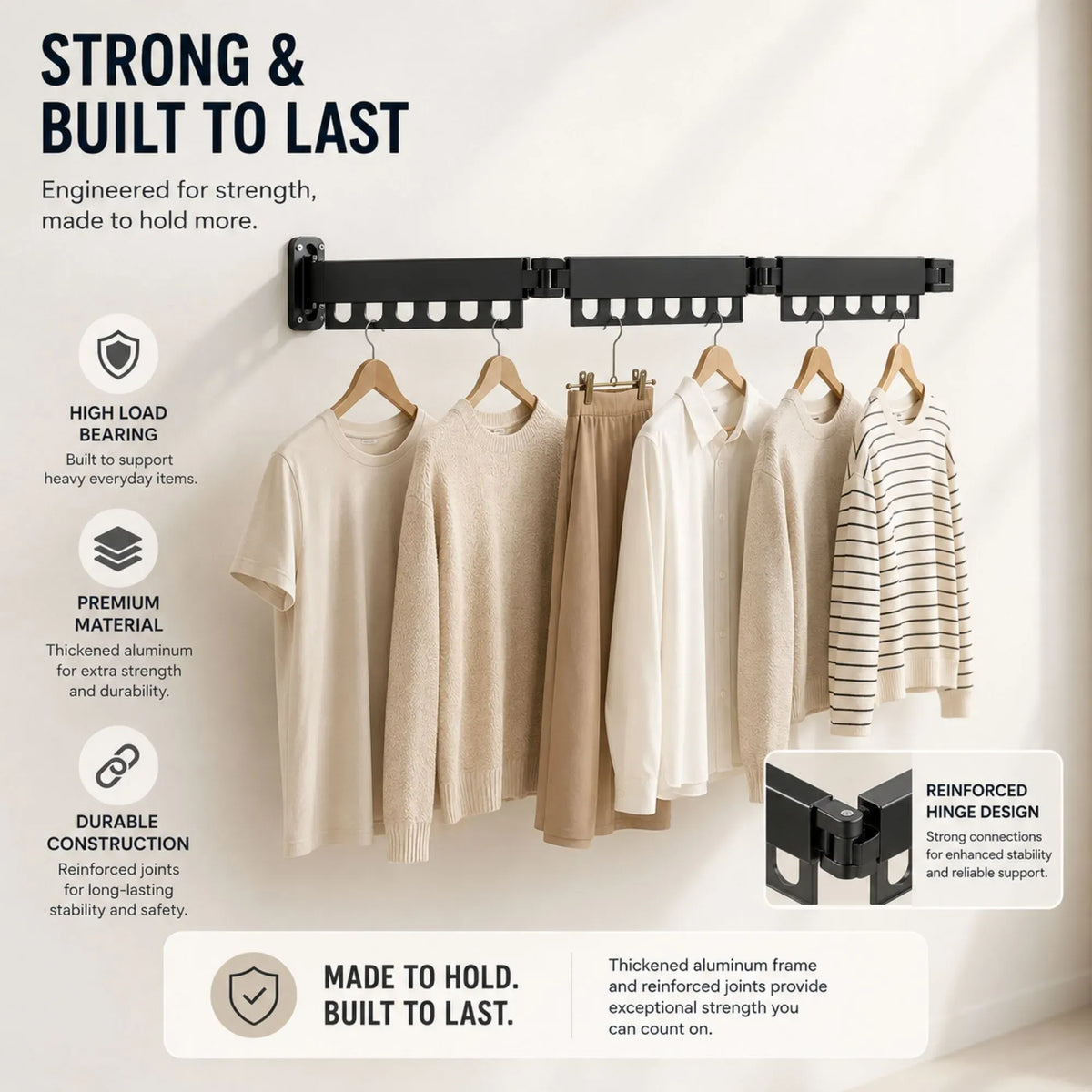 CARLA HOME 2-Pack Wall Mounted Clothes Drying Rack - Tri - Fold - White - Aluminum