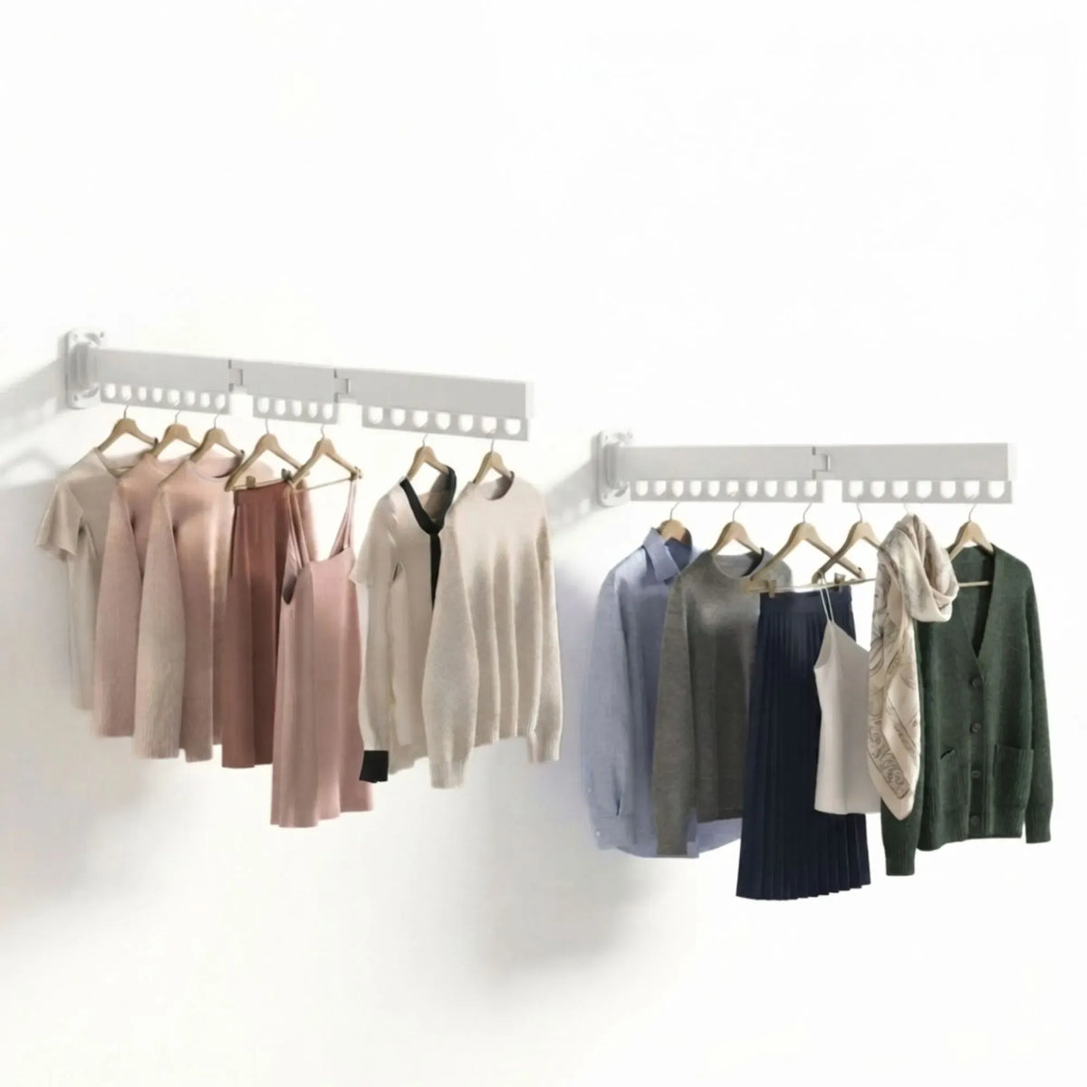 CARLA HOME 2-Pack Wall Mounted Clothes Drying Rack - Tri - Fold - Black - Aluminum