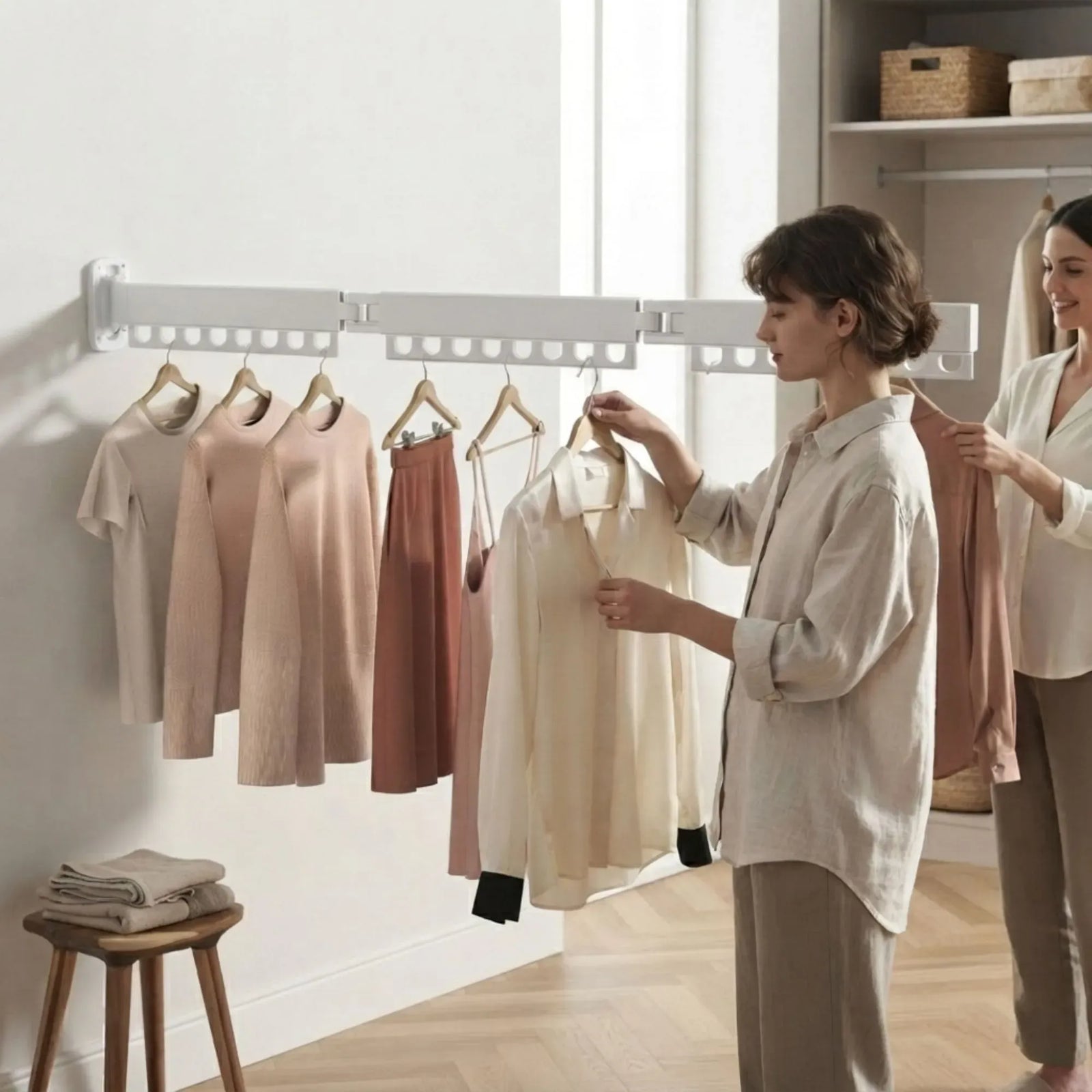 CARLA HOME 2-Pack Wall Mounted Clothes Drying Rack - Tri - Fold - Black - Aluminum