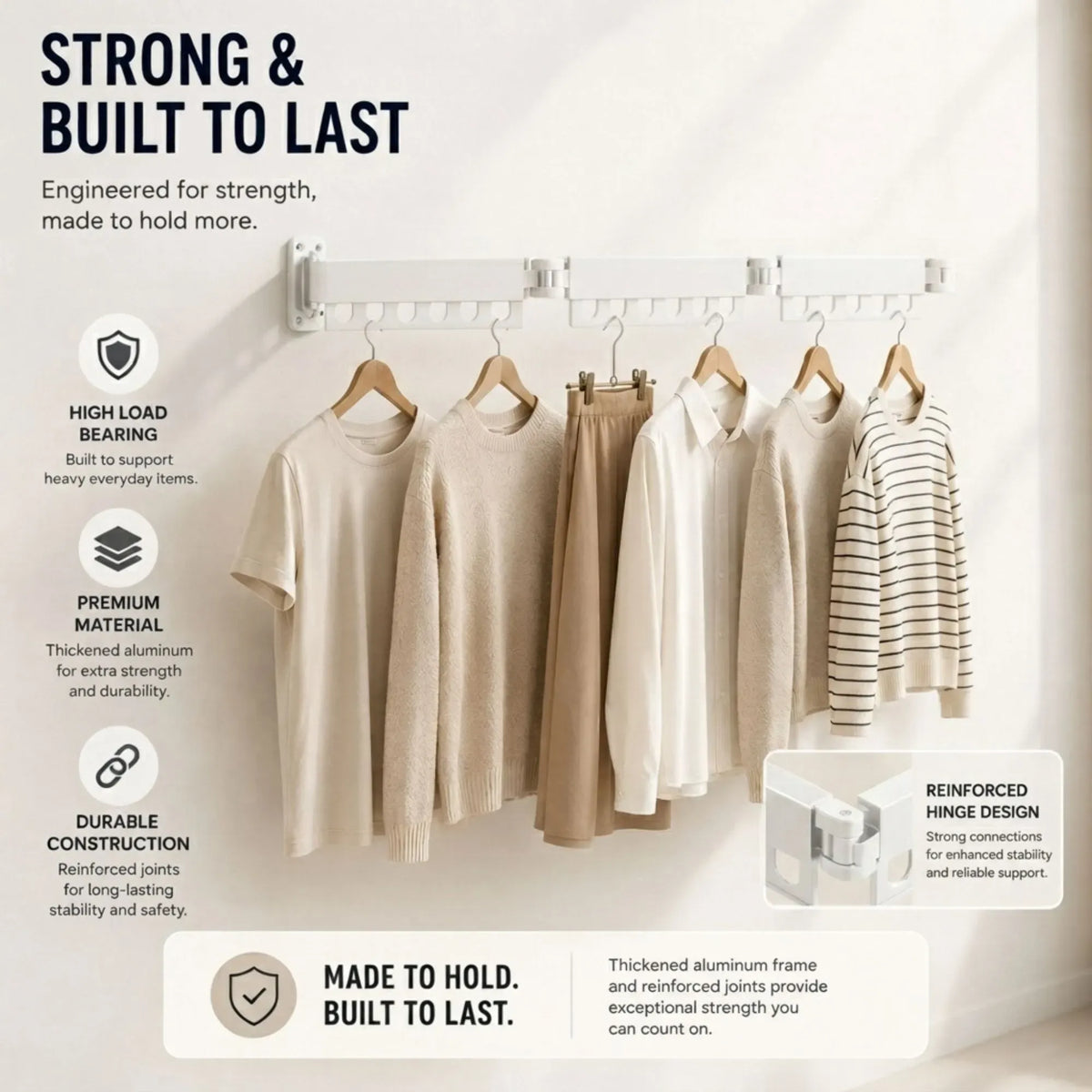 CARLA HOME 2-Pack Wall Mounted Clothes Drying Rack - Tri - Fold - Black - Aluminum