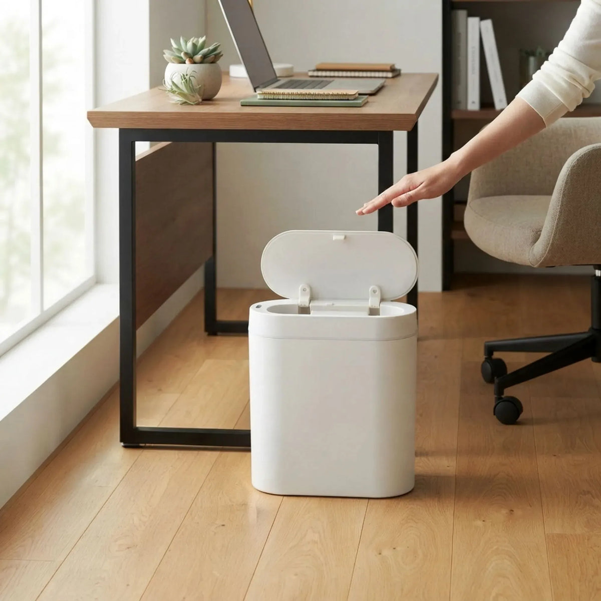 CARLA HOME 2-Pack Motion Sensor Trash Can - Touchless Bin - White - Smart Sensor Trash Can