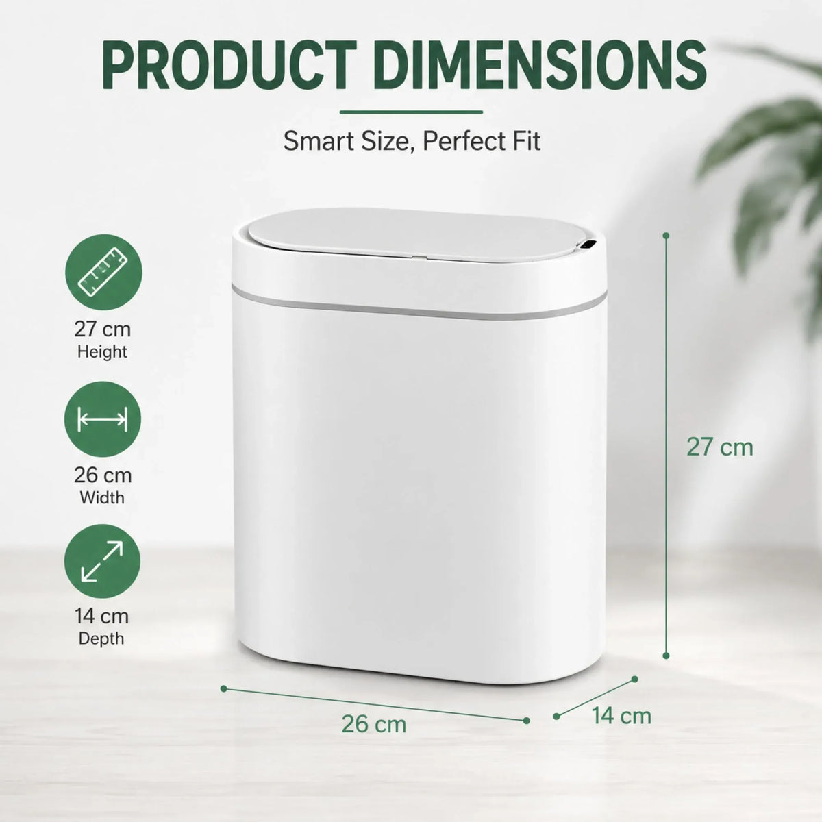 CARLA HOME 2-Pack Motion Sensor Trash Can - Touchless Bin - White - Smart Sensor Trash Can