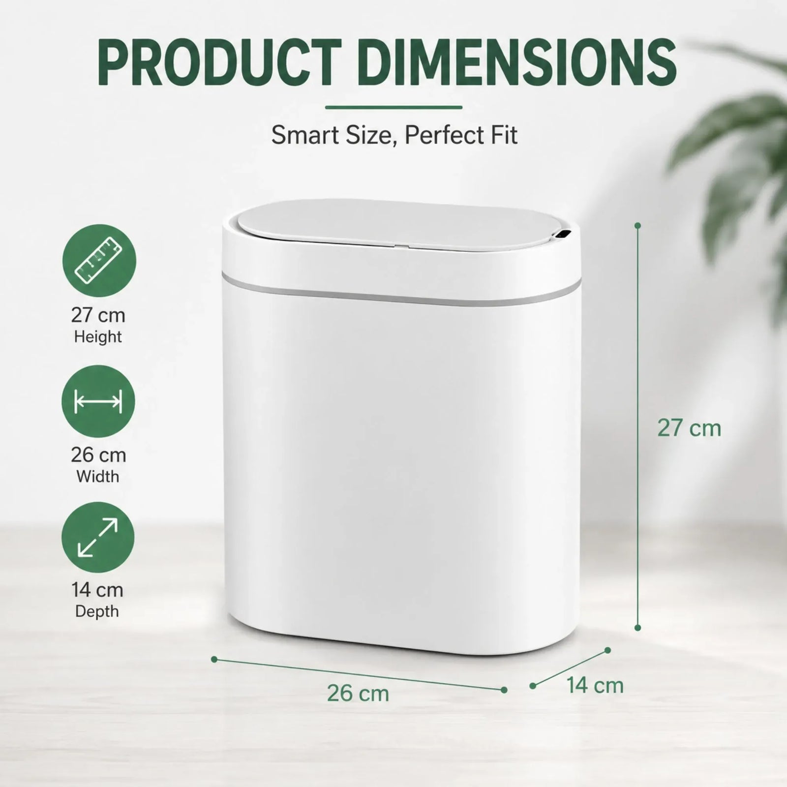CARLA HOME 2-Pack Motion Sensor Trash Can - Touchless Bin - White - Smart Sensor Trash Can