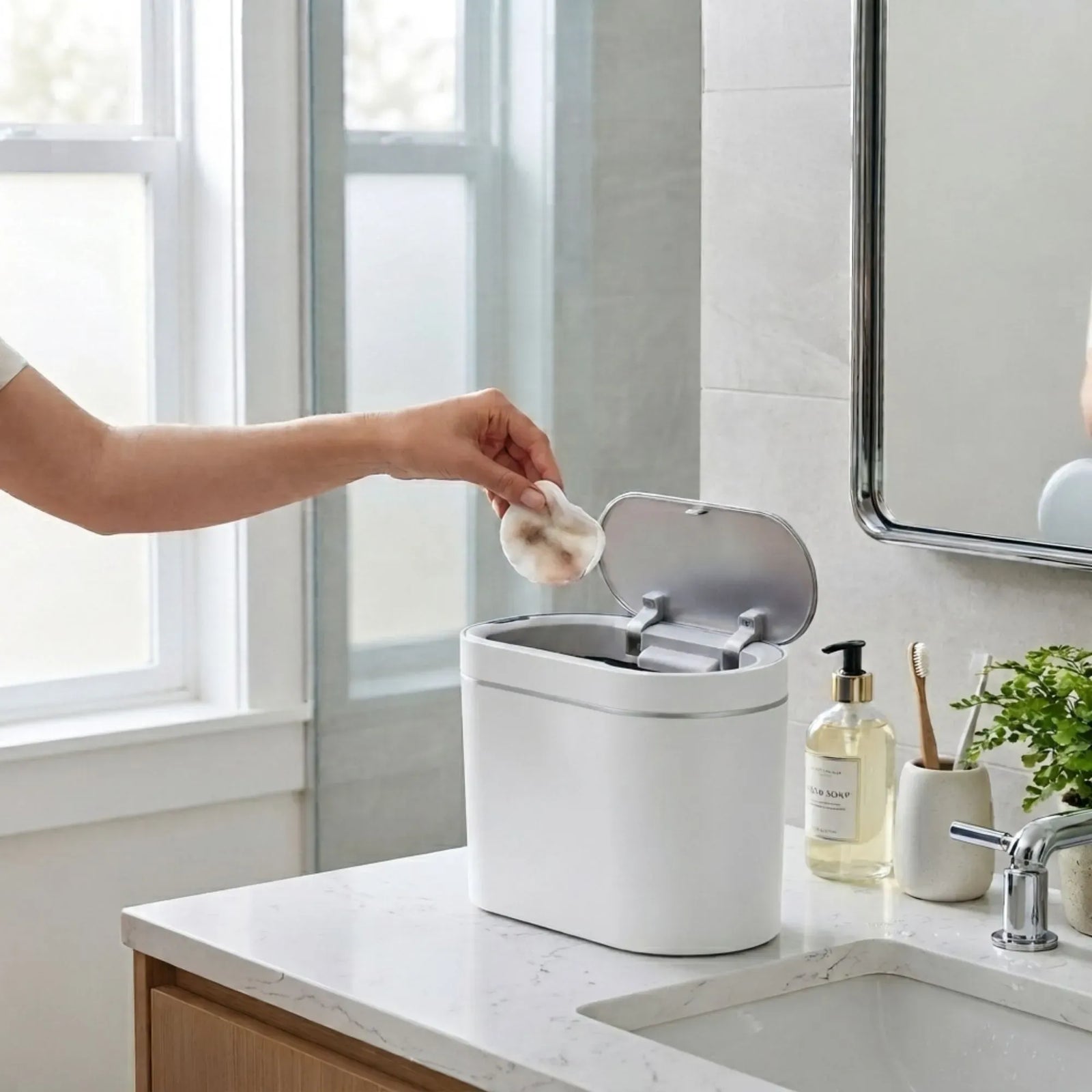 CARLA HOME 2-Pack Motion Sensor Trash Can - Touchless Bin - White - Smart Sensor Trash Can