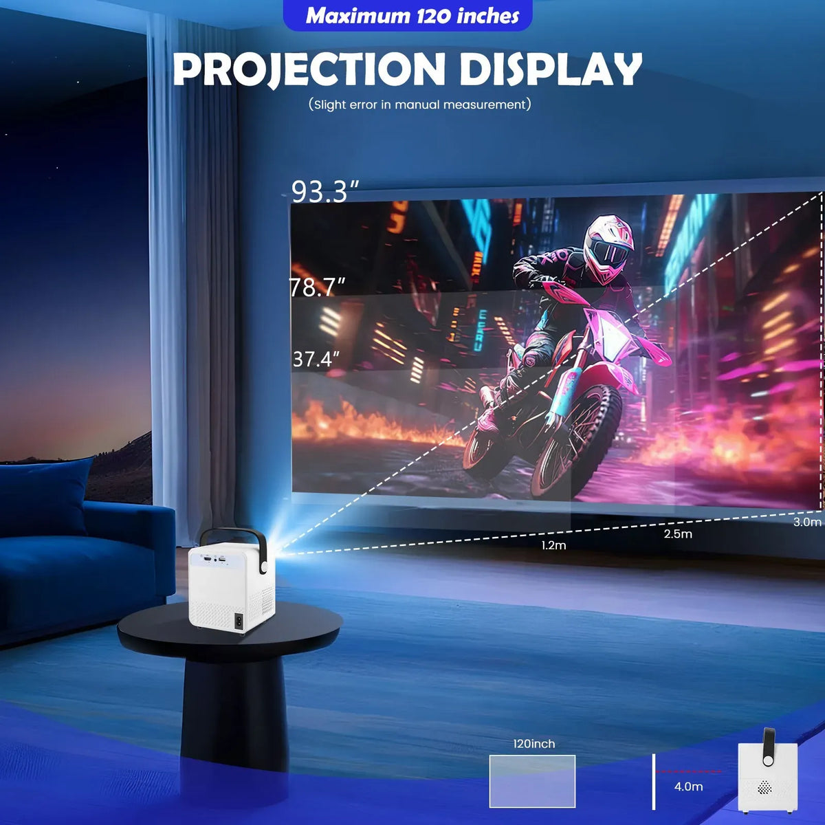 Smart LED Projector Mini Home Theater 1080P 7000 Lumens WiFi Bluetooth Android 11