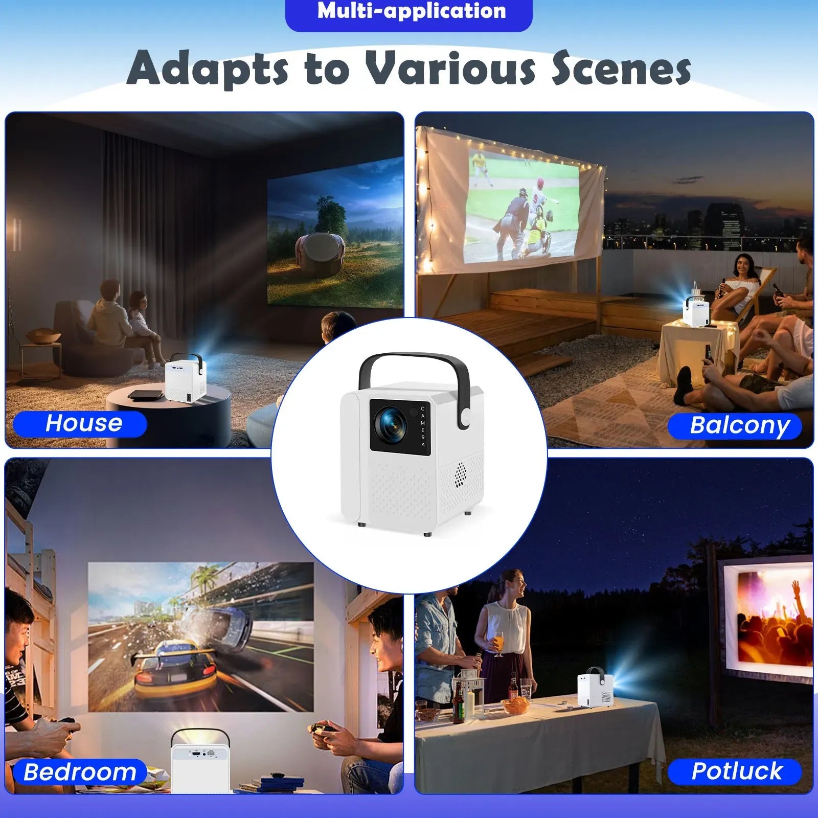 Smart LED Projector Mini Home Theater 1080P 7000 Lumens WiFi Bluetooth Android 11
