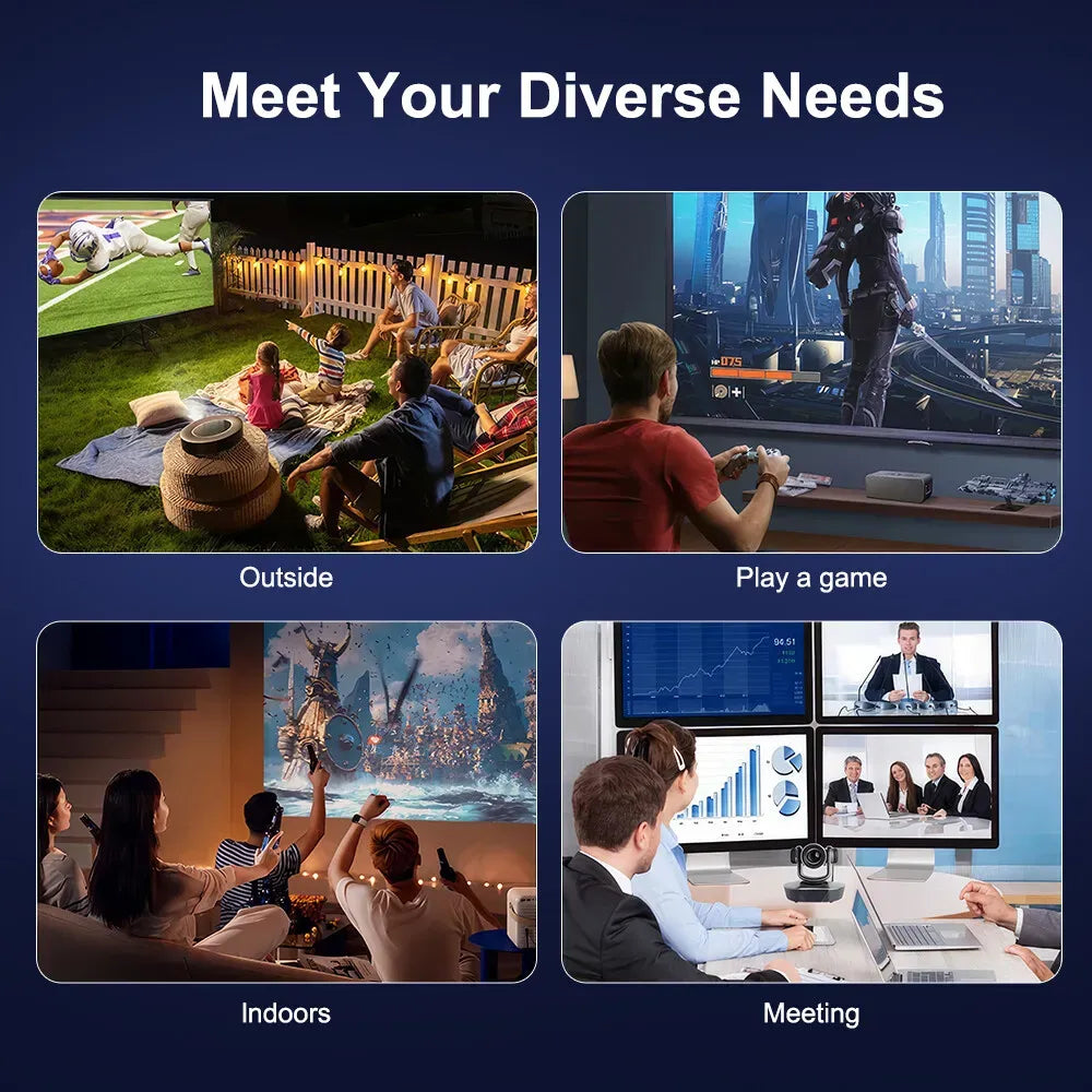 5G 4K Smart Projector Black with WiFi, Bluetooth, HDMI, USB for Home Theater