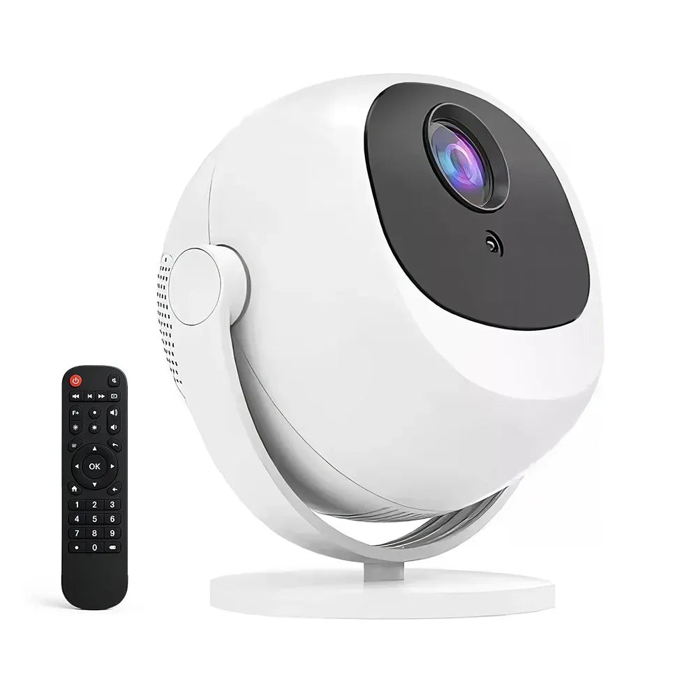 White 5G 4K Smart LED Projector in Black with Bluetooth and WiFi for Home Theater