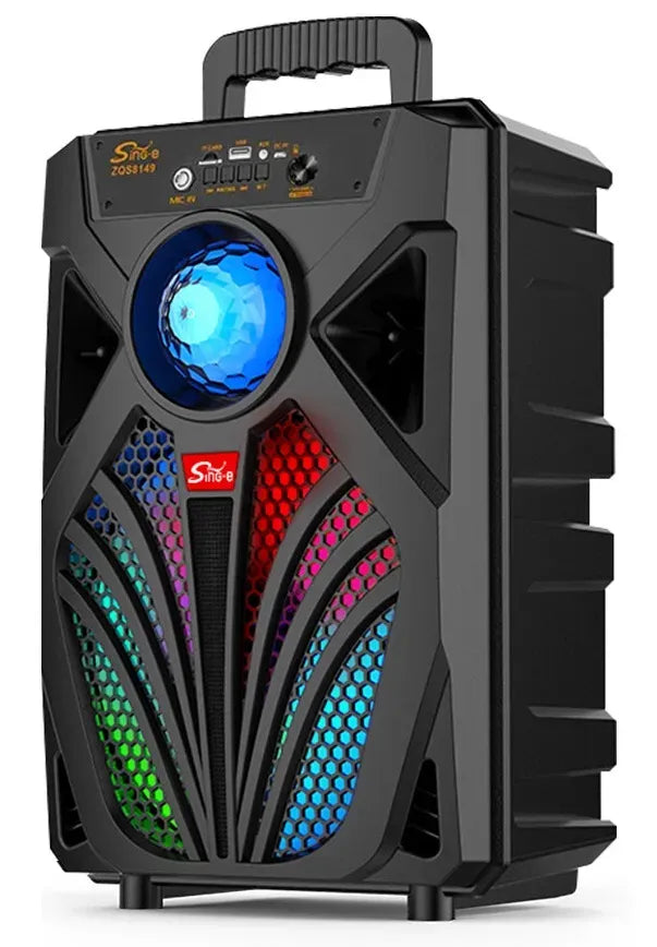 2000W Portable Bluetooth Speaker with Subwoofer, Black, Karaoke Mic, 8" Woofer