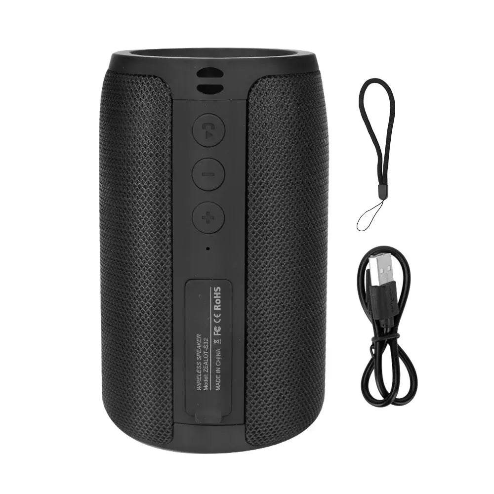 Waterproof Portable Bluetooth 5.0 Wireless Speaker in Black with 2000mAh Battery