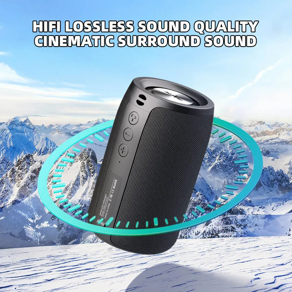 Waterproof Portable Bluetooth 5.0 Wireless Speaker in Black with 2000mAh Battery