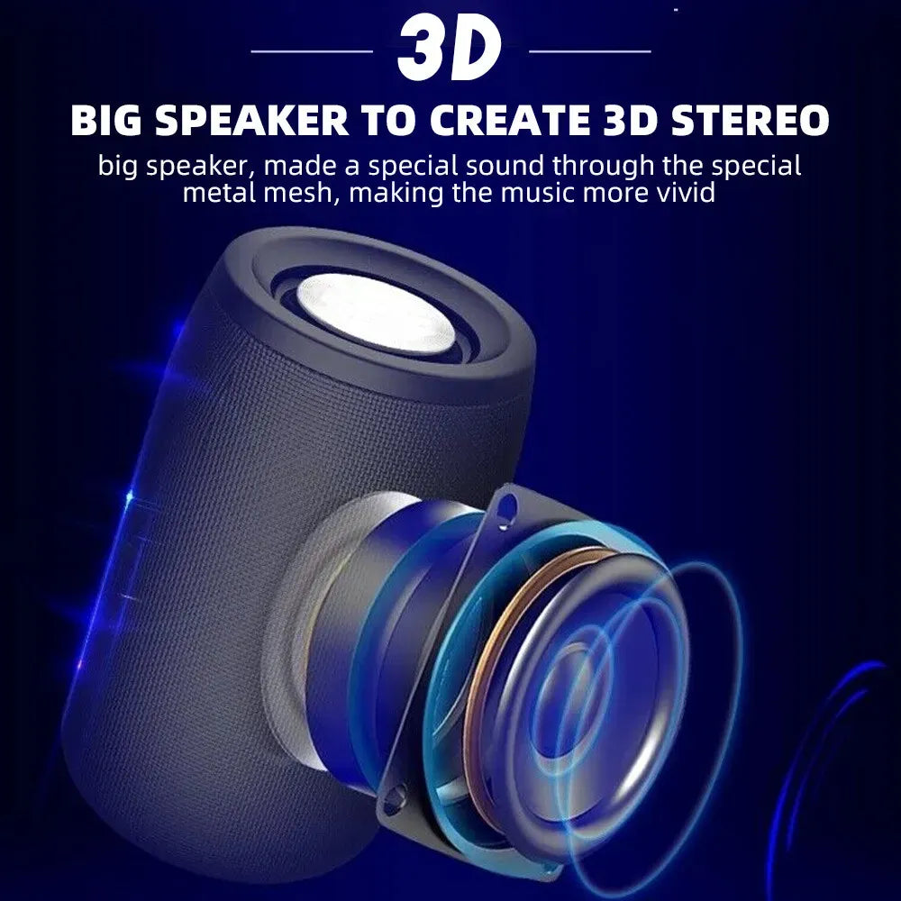 Waterproof Portable Bluetooth 5.0 Wireless Speaker in Black with 2000mAh Battery