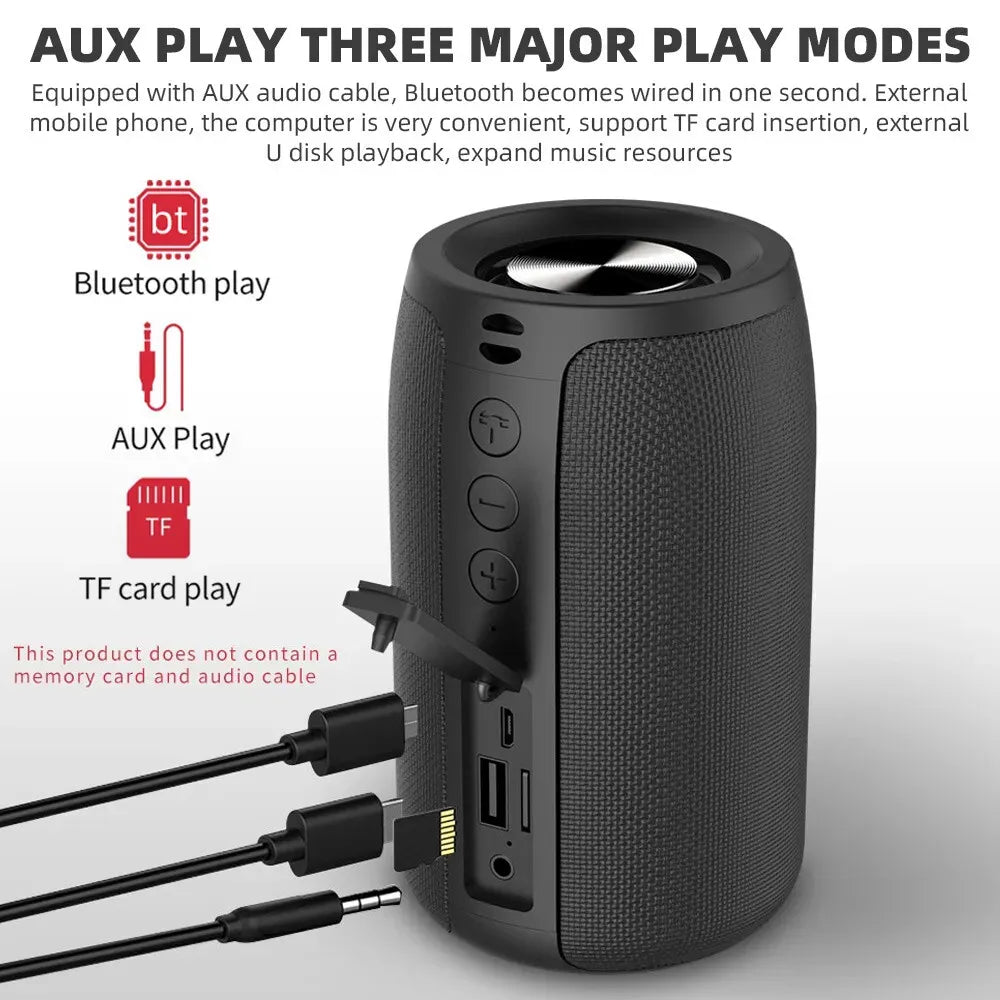 Waterproof Portable Bluetooth 5.0 Wireless Speaker in Black with 2000mAh Battery