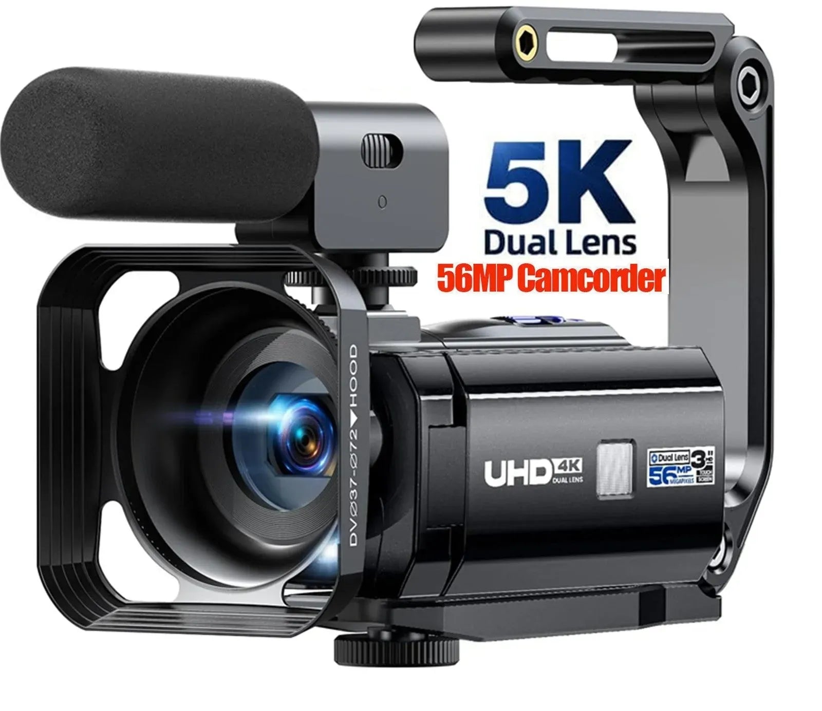 5K Video Camera with 56MP Dual Lens, WiFi, IR Night Vision, and 64GB SD Card in Black
