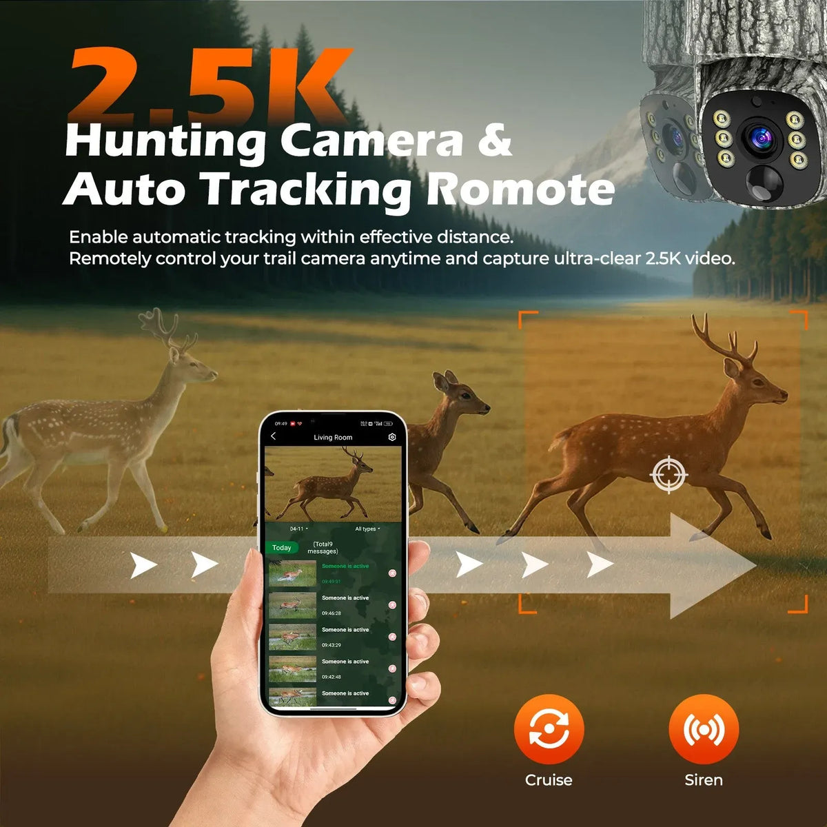 4G Trail Security Camera 2.5K Black Outdoor Wildlife Monitoring with Live View