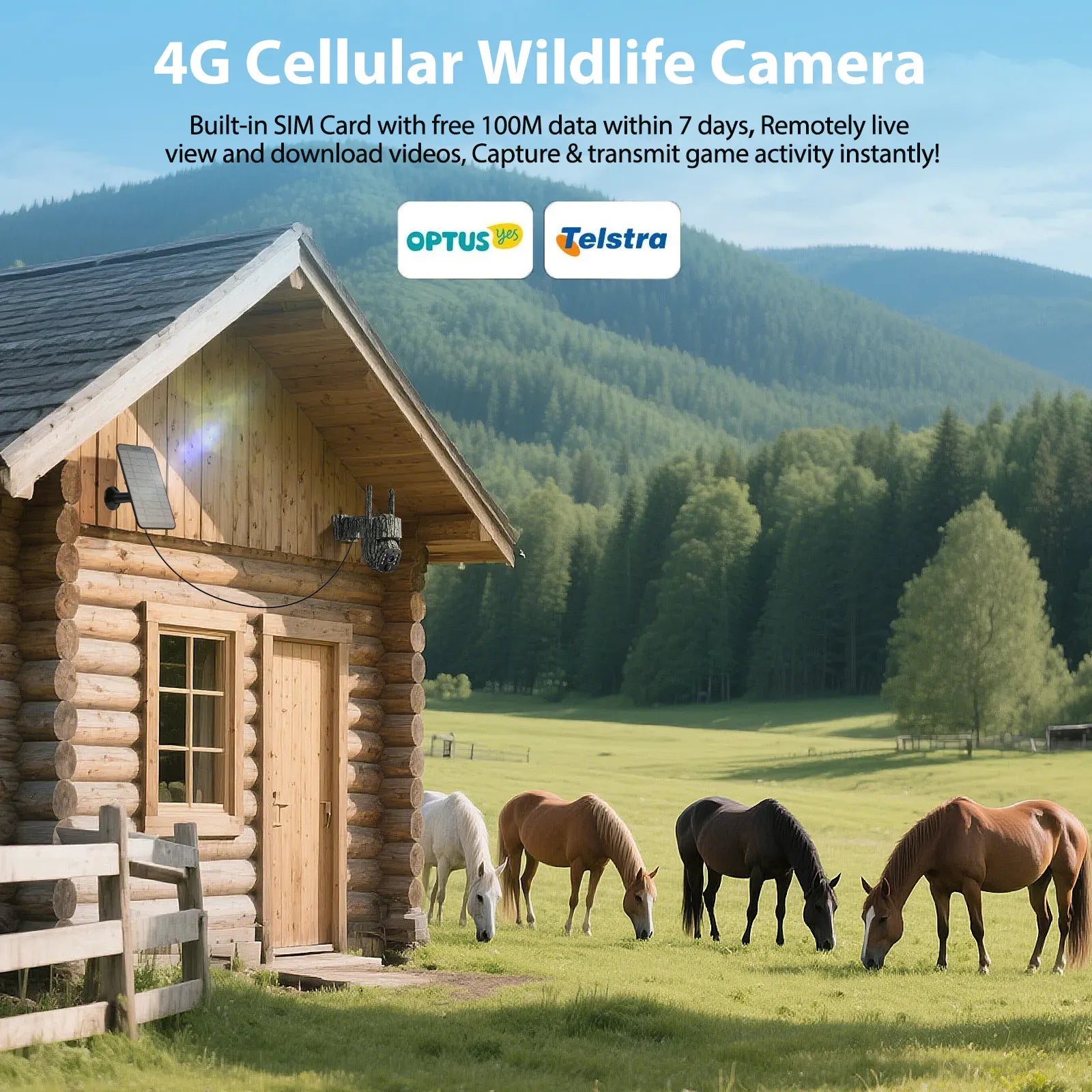 4G Trail Security Camera 2.5K Black Outdoor Wildlife Monitoring with Live View