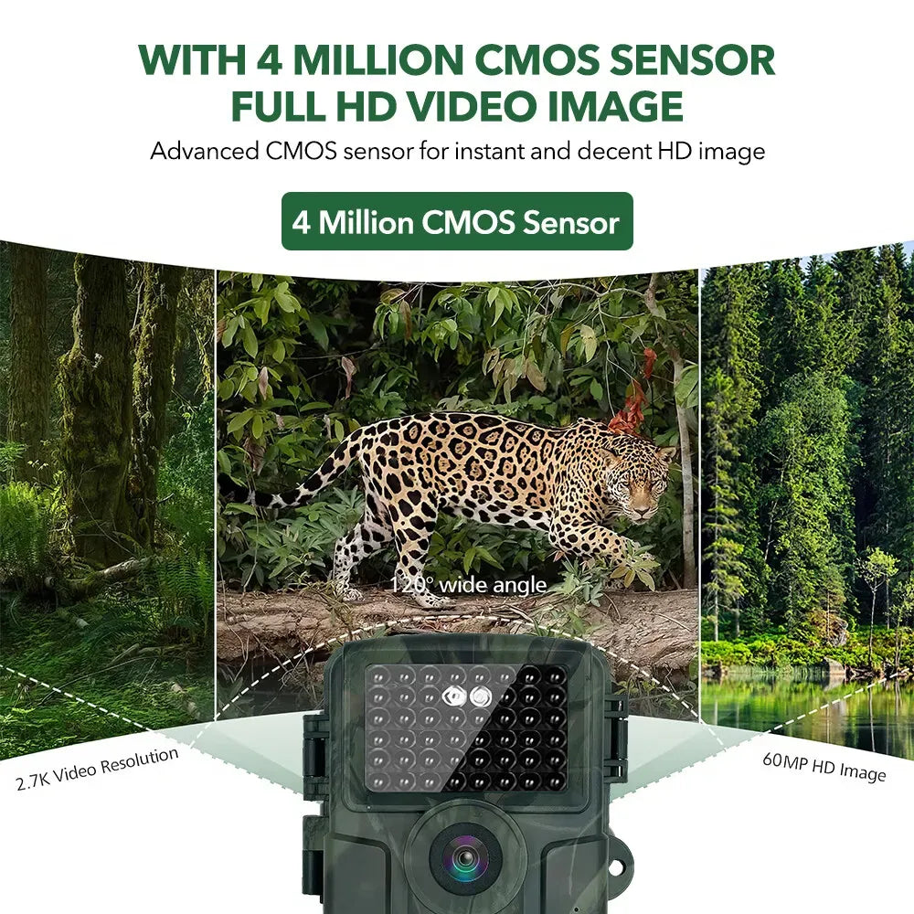 60MP 4K Green Trail Hunting Camera with WIFI Night Vision and IP66 Waterproof