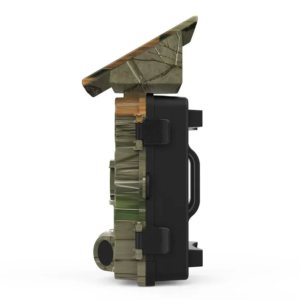 4K 60MP Black Solar Trail Camera with Night Vision and Wi-Fi Connectivity