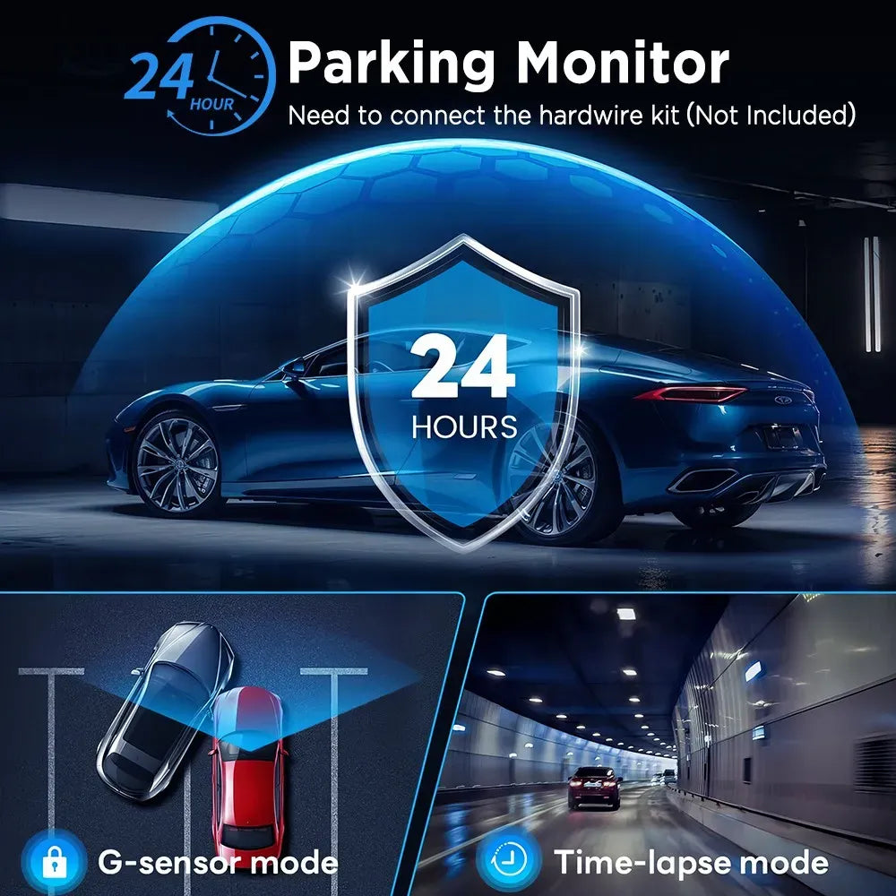 4K 360° Dual Dash Cam with 5G WiFi and GPS, Black, 2K Front and Rear Car Camera, Night Vision