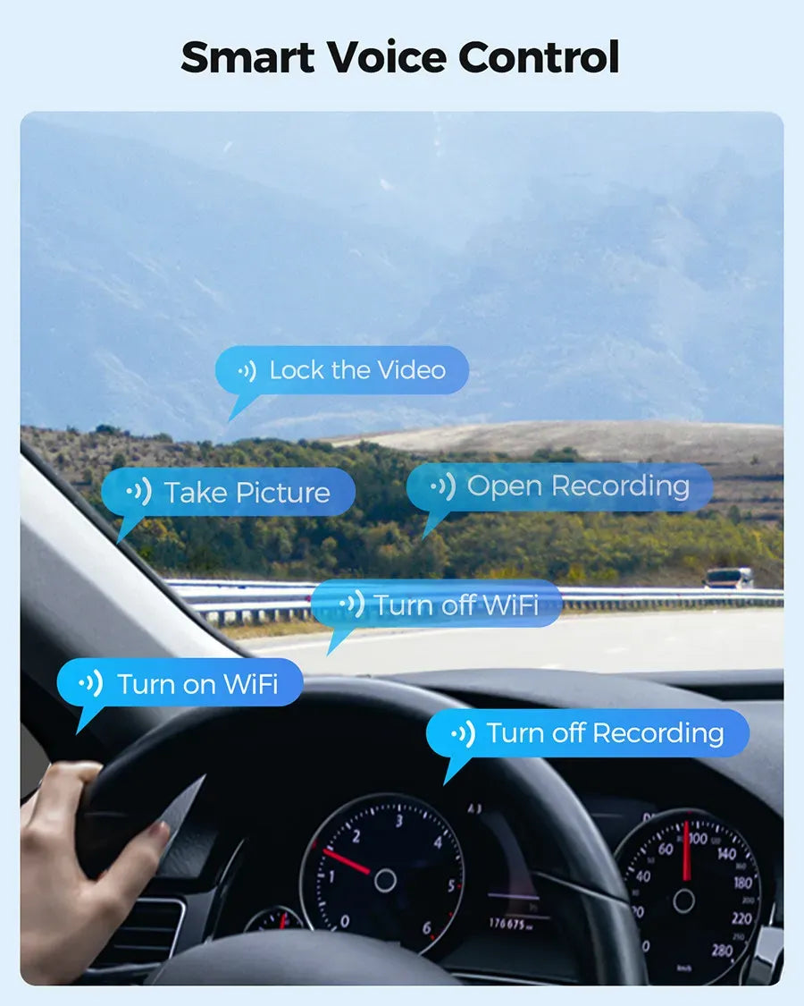 12" Black Rear View Mirror Dash Cam with 4K Front and 1080P Rear, GPS, WiFi6