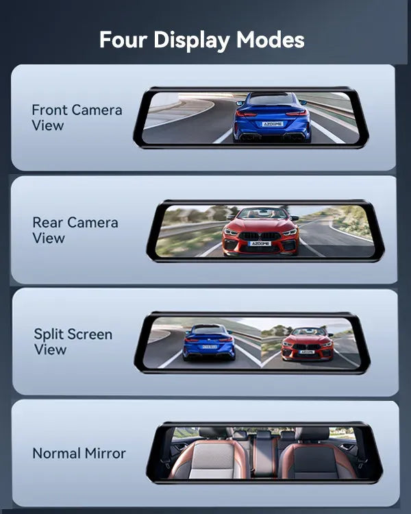 12" Black Rear View Mirror Dash Cam with 4K Front and 1080P Rear, GPS, WiFi6