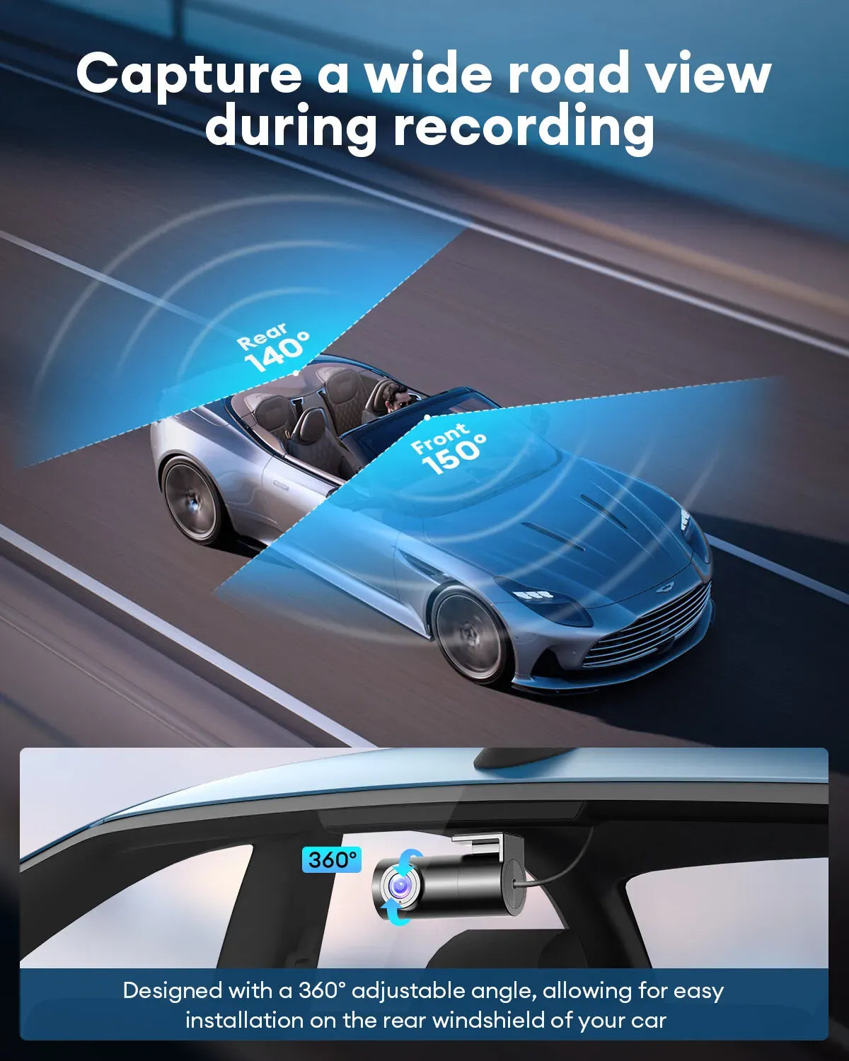 5K Dash Cam with 4" Screen, 5GHz WiFi, GPS, 128GB Card, and Hardware Kit