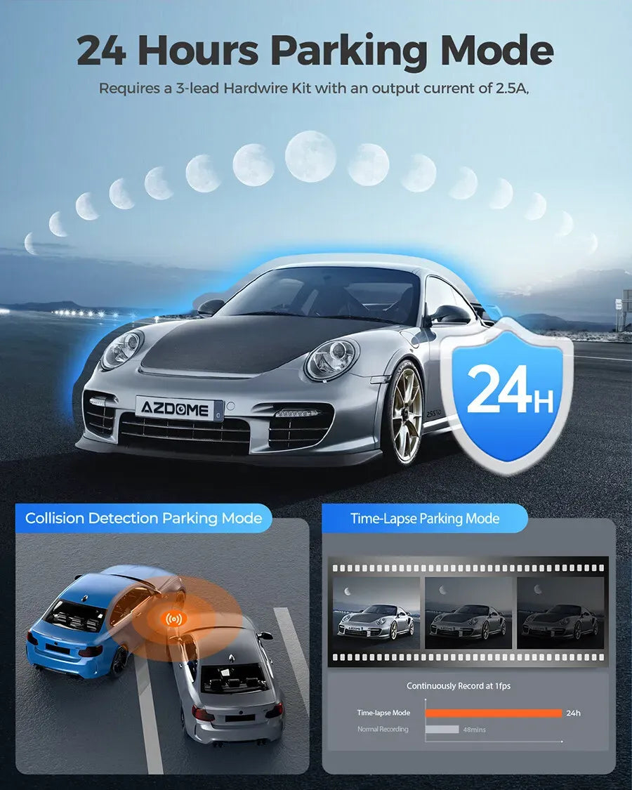 4K Dual Dash Cam Black with 5G WiFi, GPS, Front and Rear, 24H Parking Mode, Free 64GB SD Card