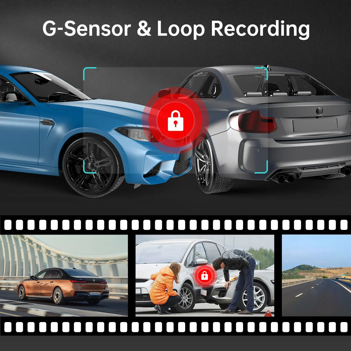 2 Channel 4K Dashcam with 1080P, 5G WiFi, GPS, Parking Monitor, Voice Control, Free 64GB TF Card