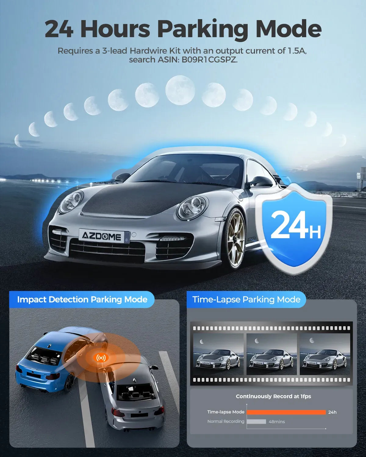 4K Ultra HD 2160P WiFi Dash Cam in Black with GPS and IR Night Vision