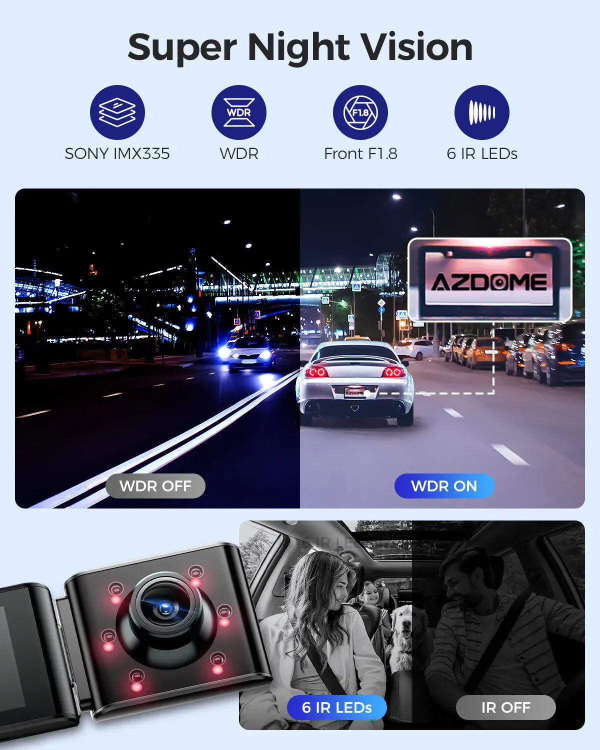 3 Channel Dash Cam in Black with WiFi, GPS, 4K+1080P+2.5K, 64GB Card, Parking Mode