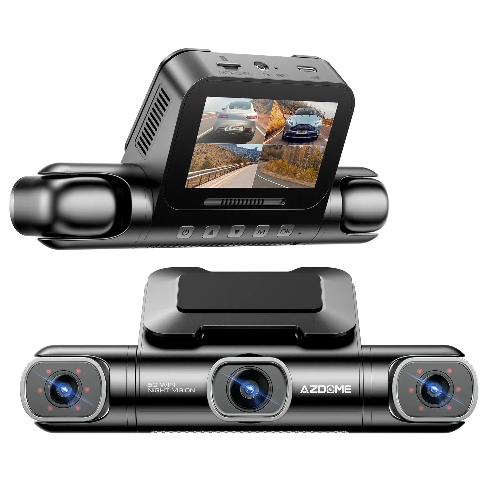 4 Channel 4K Dash Cam with 5G WiFi, GPS, 128GB eMMC, and Hardwire Kit