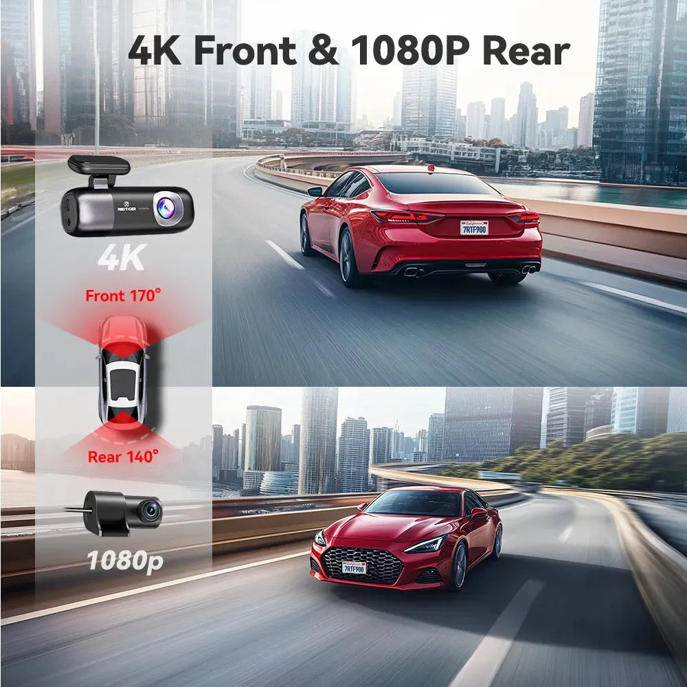 4K Front and Rear Dash Camera with WiFi GPS and Free 64GB SD Card