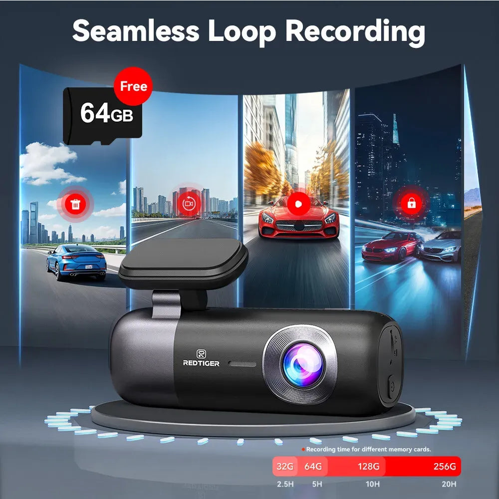 4K Front and Rear Dash Camera with WiFi GPS and Free 64GB SD Card