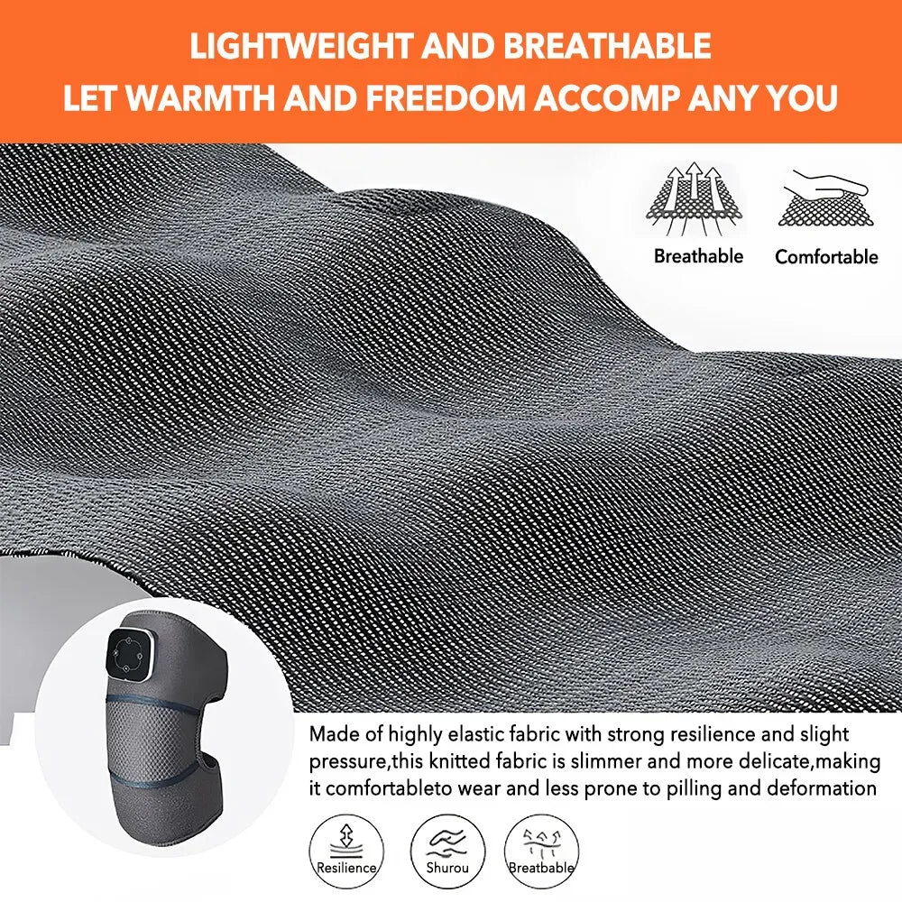 Heated Knee Brace Wrap with Vibration and Heat Therapy in Black, 51cm