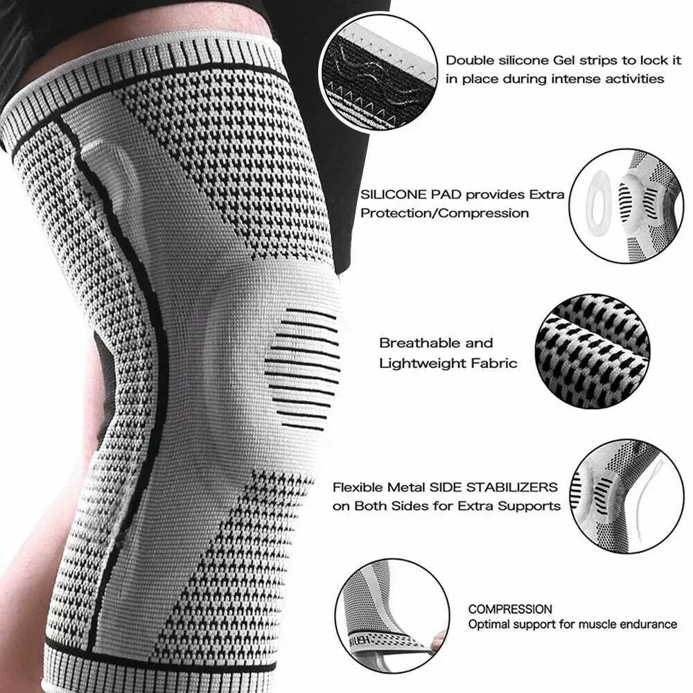 Knee Compression Sleeve in Grey for Arthritis Relief and Sports Support