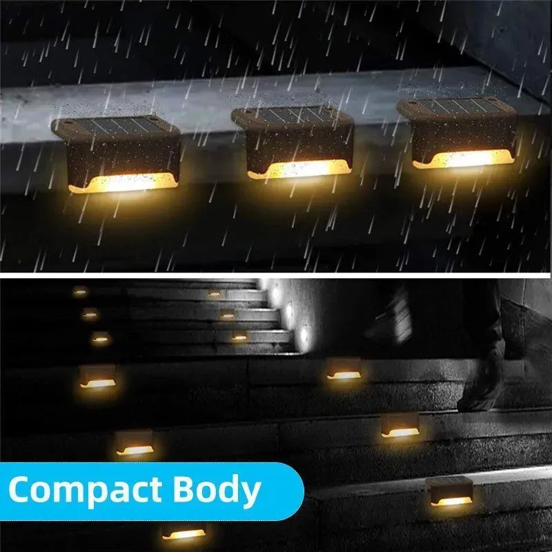Multicoloured warm Solar LED Deck Lights - Black Outdoor Pathway and Garden Lighting, 4-Pack