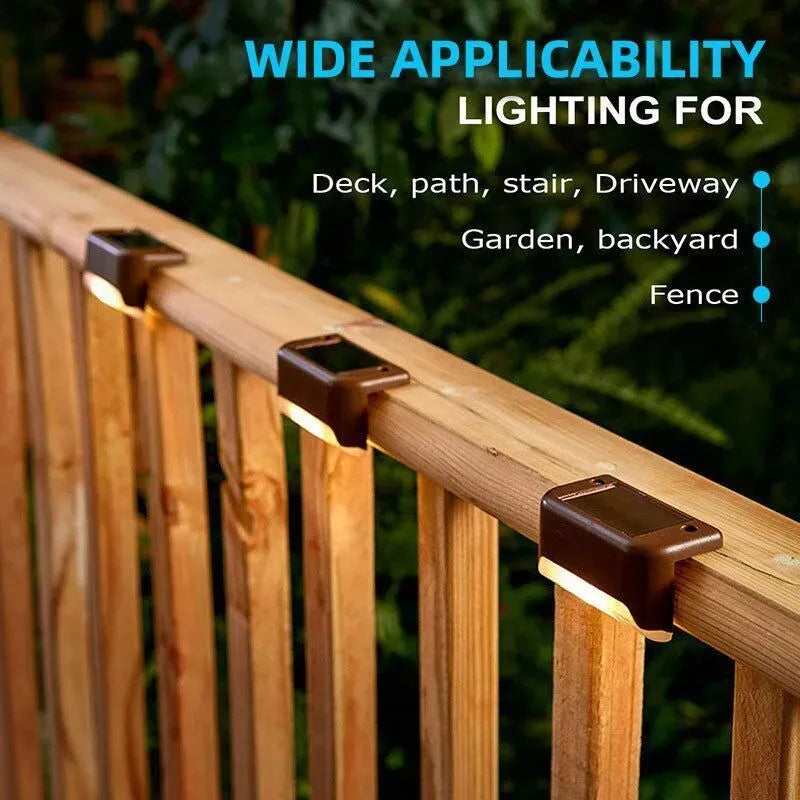 Multicoloured warm Outdoor Solar LED Deck Lights - Black, 8-Pack, Waterproof for Garden, Patio, Pathway, and Stairs