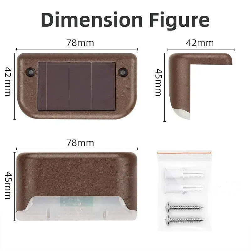 Multicoloured warm Outdoor Solar LED Deck Lights - Warm White, 8-Pack, IP65 Waterproof for Garden, Patio, Stairs, and Pathway