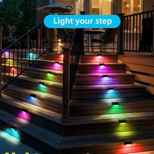 Multicoloured warm Outdoor Solar LED Deck Lights - 8-Pack Warm White Pathway and Garden Lamps