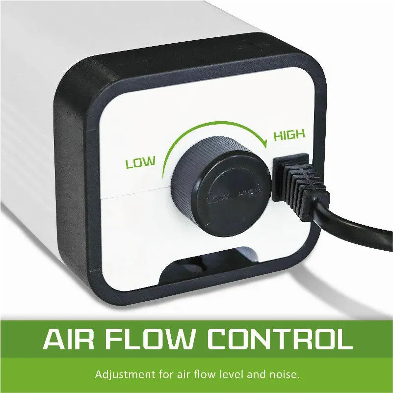 Black Aquarium Oxygen Pump with Dual Outlets for Fish Tank and Pond, 2x90L/h
