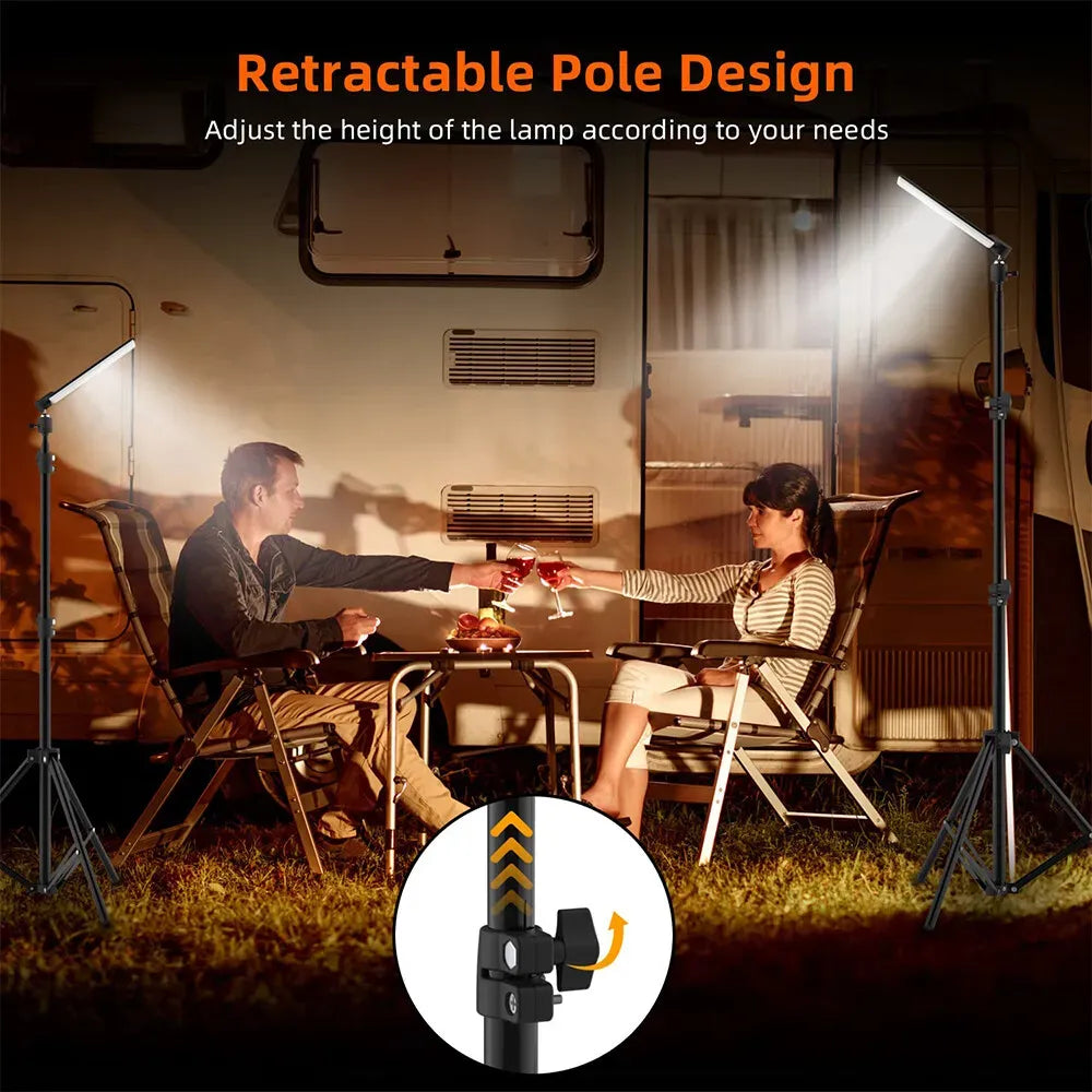 1.8m Telescopic Black Tripod LED Work Light for Camping and Outdoor Use