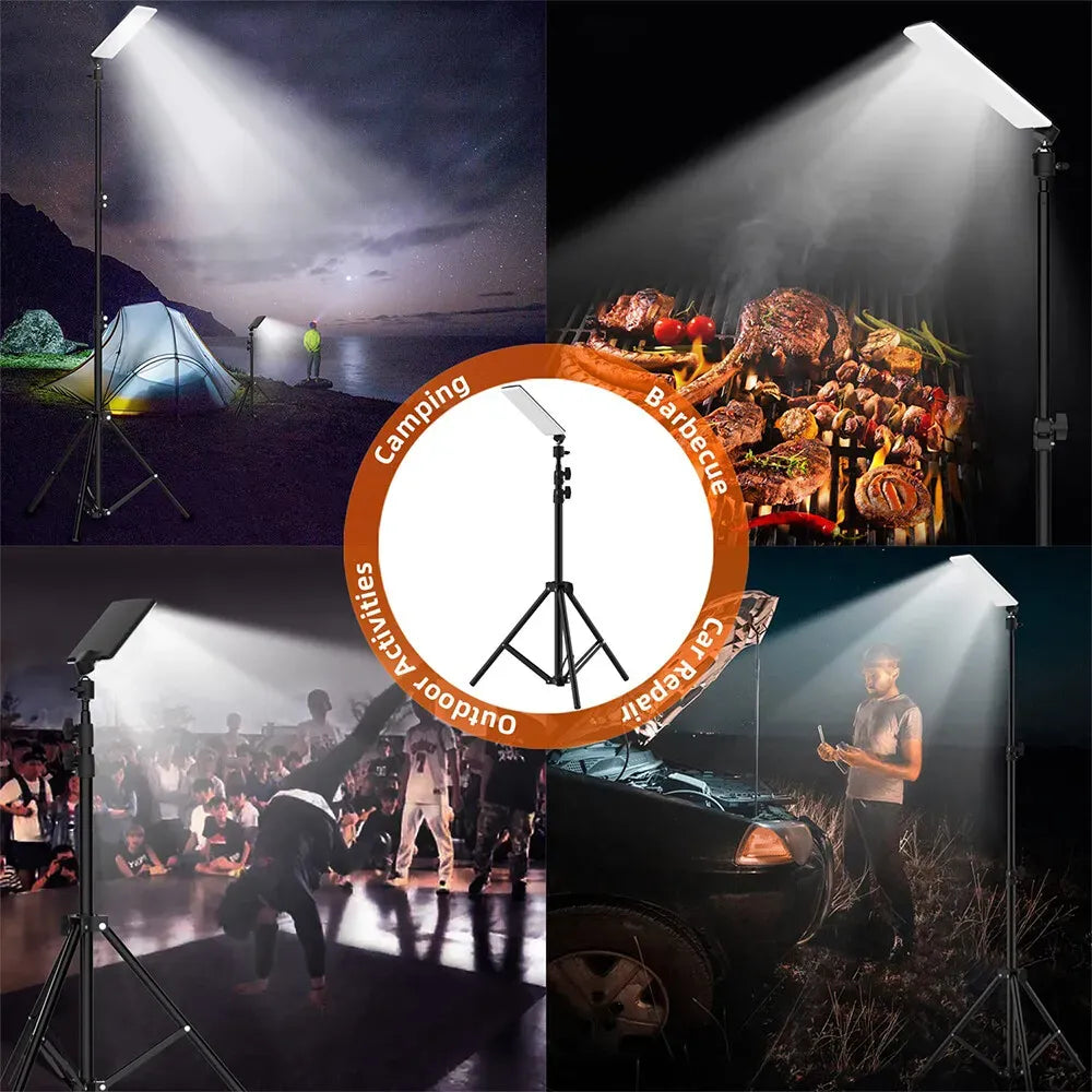 1.8m Telescopic Black Tripod LED Work Light for Camping and Outdoor Use
