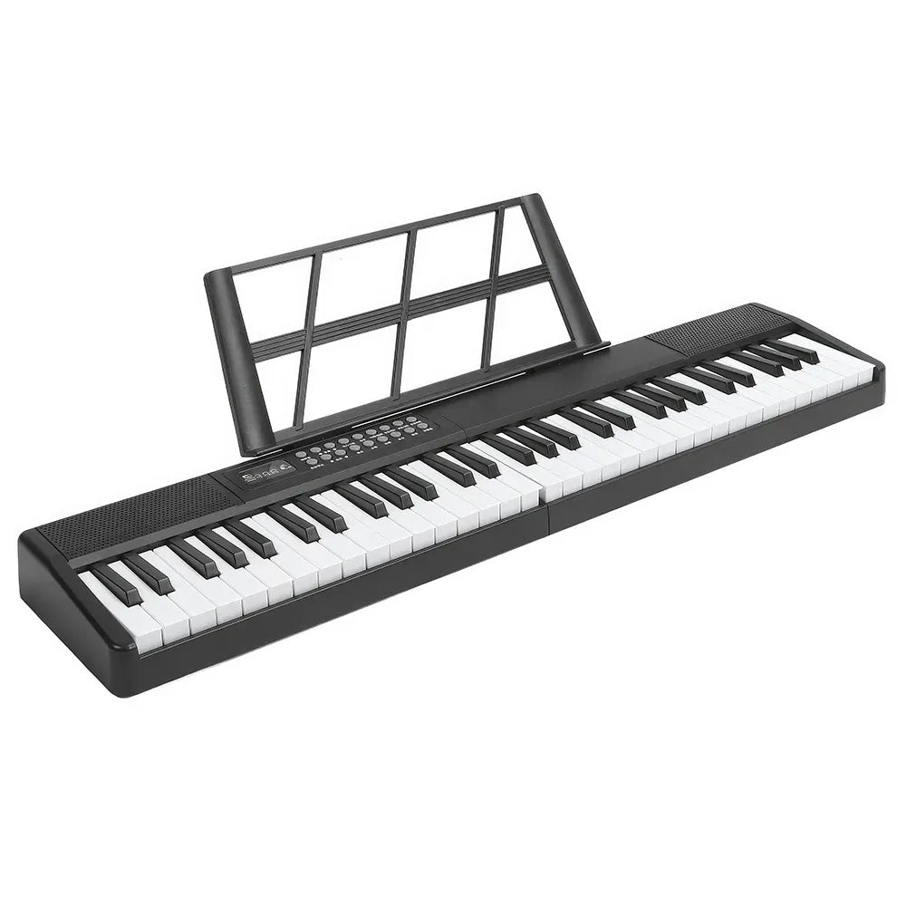 61-Key Black Electronic Digital Piano Keyboard with Built-In Speaker and Microphone