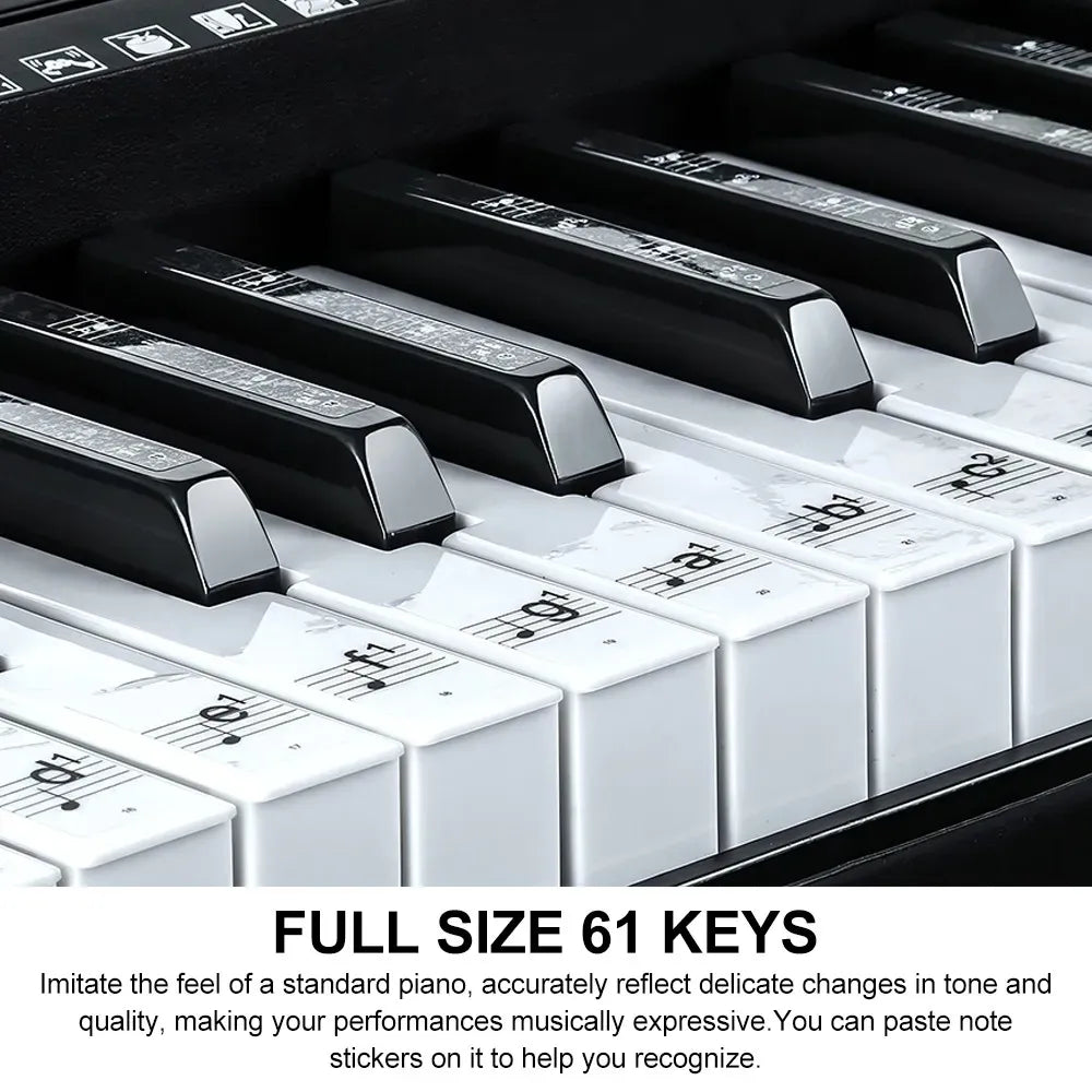 61-Key Black Electronic Digital Piano Keyboard with Built-In Speaker and Microphone