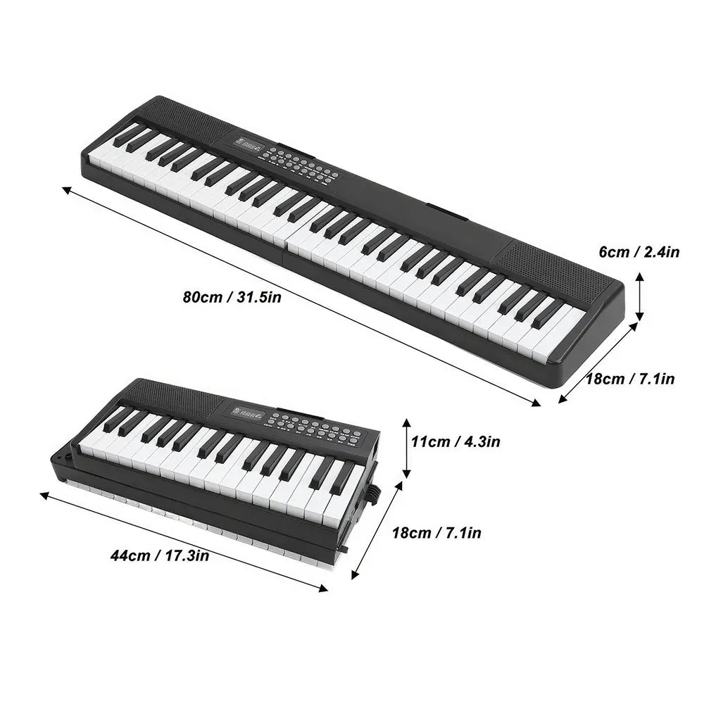 61-Key Black Electronic Digital Piano Keyboard with Built-In Speaker and Microphone