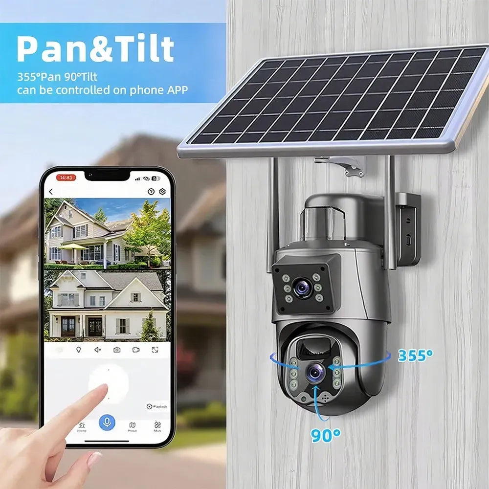 Dual Lens 8MP Full HD Solar Security Camera with 360° View and Night Vision