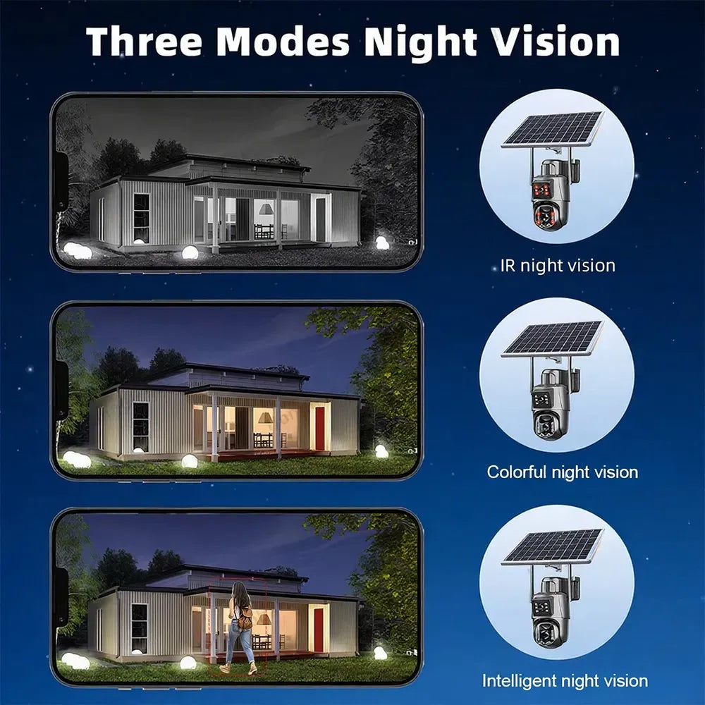 Dual Lens 8MP Full HD Solar Security Camera with 360° View and Night Vision