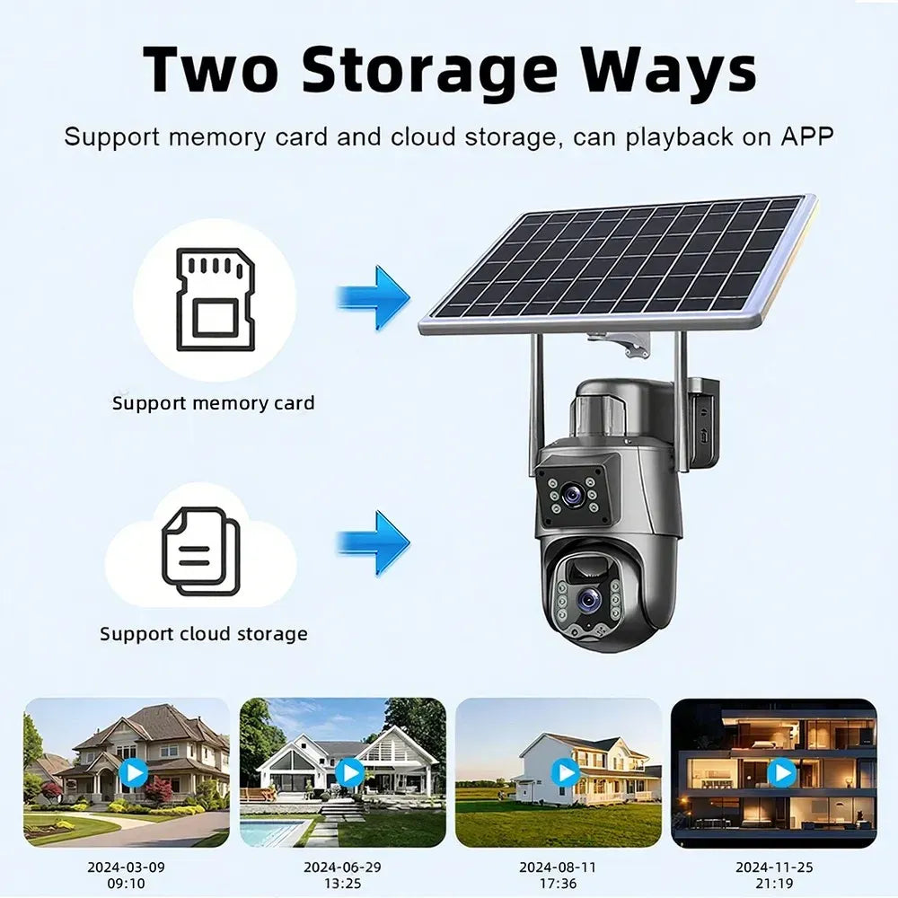 Dual Lens 8MP Full HD Solar Security Camera with 360° View and Night Vision